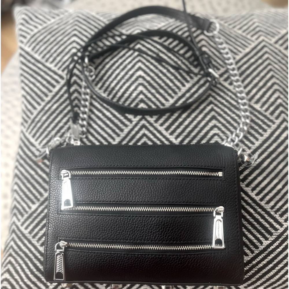 NWT Rebecca Minkoff Black Leather Zippered Crossbody Handbag